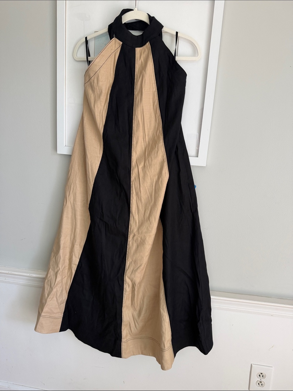 Anthropologie Sleeveless Colorblock motif Maxi Dress - Black & Beige